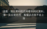 凌晨 · 我在黑料吃瓜网看到网红黑料，第一反应是危险 · 看懂这点就不会上当