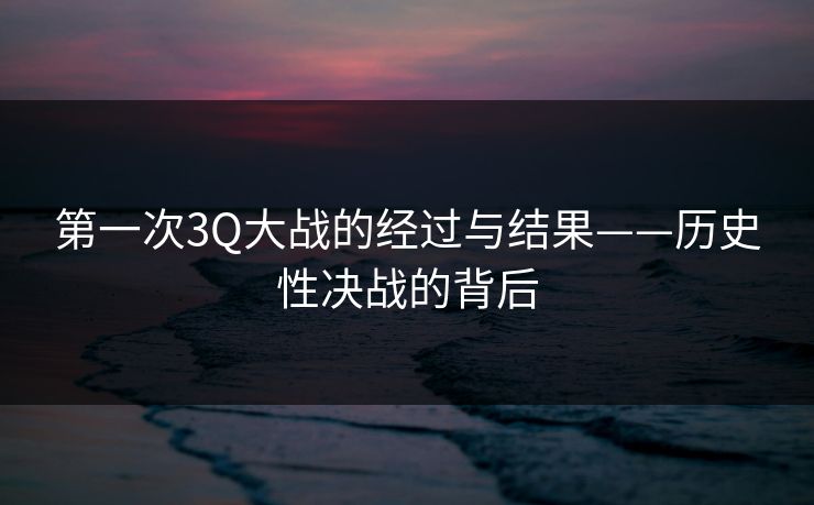第一次3Q大战的经过与结果——历史性决战的背后 第一次3Q大战的经过与结果——历史性决战的背后